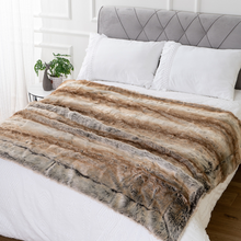 Load image into Gallery viewer, Throw Blanket | Soft Brown Faux Fur, Thick and Luxurious Sofa Cover