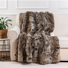Load image into Gallery viewer, Throw Blanket | Soft Brown Faux Fur, Thick and Luxurious Sofa Cover