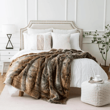 Load image into Gallery viewer, Throw Blanket | Soft Brown Faux Fur, Thick and Luxurious Sofa Cover