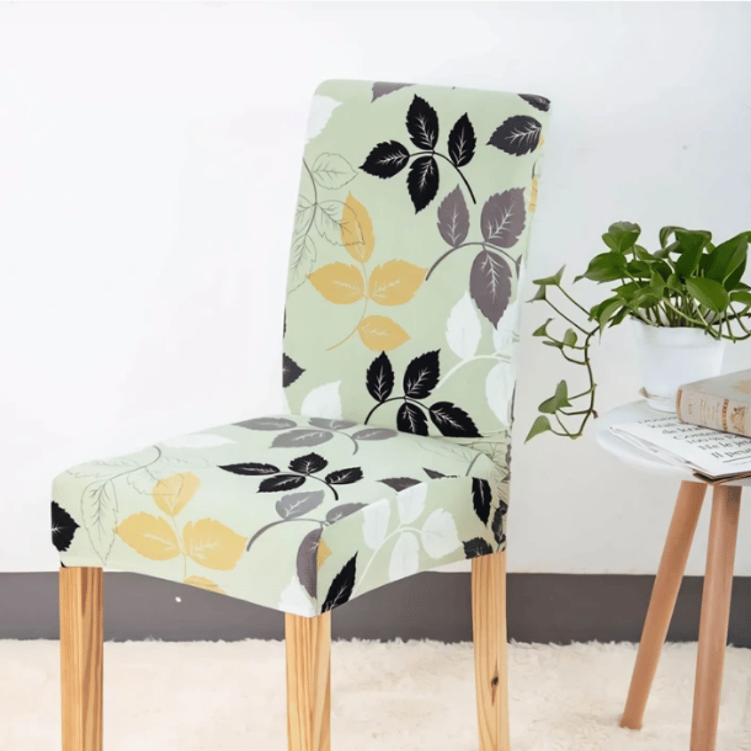Dinning Chair Slipcovers Green Leaf Patterned, Multicoloured Chair C