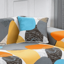 Load image into Gallery viewer, Sectional Sofa Slipcovers  | Grey, orange, Blue  | Multi Coloured Patterned Corner Sofa Cover