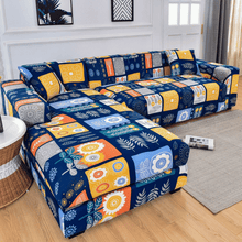 Load image into Gallery viewer, Sectional Sofa Slipcovers  | Grey, orange, Blue  | Multi Coloured Patterned Corner Sofa Cover