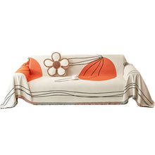 Load image into Gallery viewer, Sofa Throw Blanket  |  Beige & Orange | Chenille Sunset Patterned Multi colour Non Slip Sofa Cover