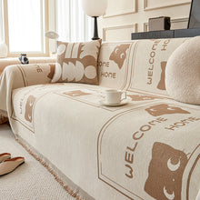 Load image into Gallery viewer, Sofa Throw | Black, Yellow |  Multicoloured Cat Patterned Chenille Fabric Sofa Cover