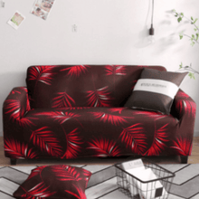 Load image into Gallery viewer, Standard Sofa Slipcovers | Universal Flower & Palm leaves Red, Brown, Grey Patterned Sofa Cover