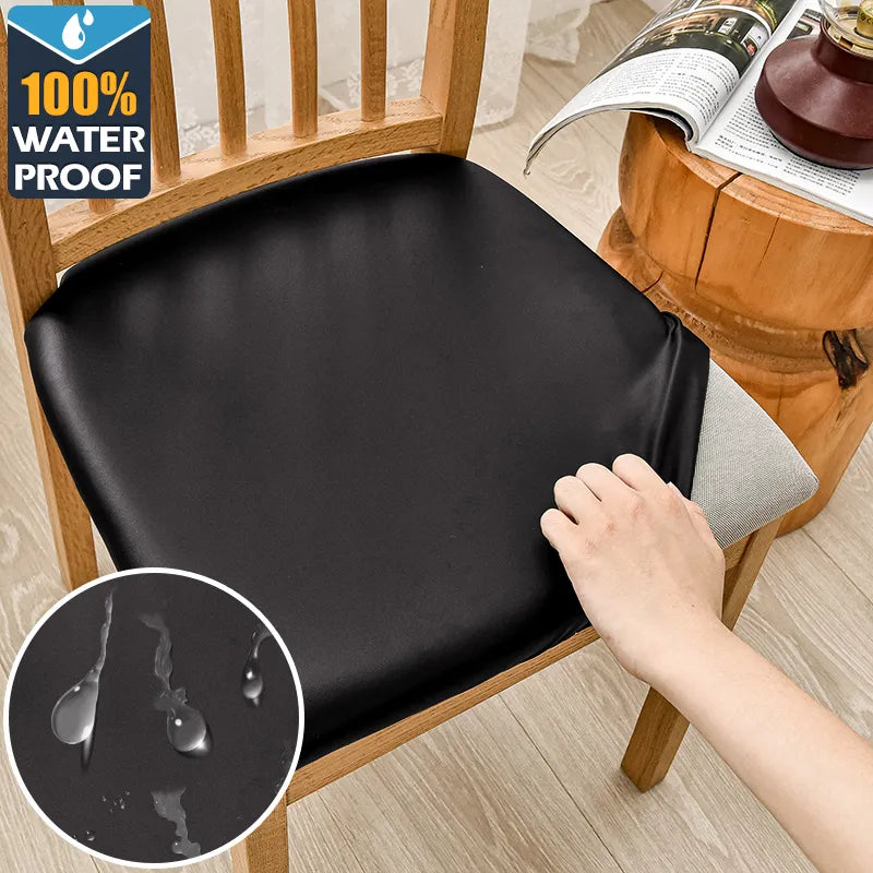 Chair Seat Cushion Slipcovers Leather Plain Solid Coloured Waterp Shiny Sofas