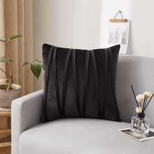 Load image into Gallery viewer, Throw Pillow Case | Plain Black, Brown, Grey Jacquard W Style Velvet Sofa Throw Pillow covers