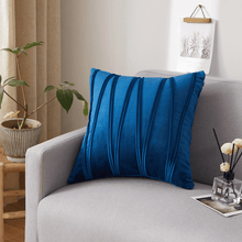 Load image into Gallery viewer, Throw Pillow Case | Dark & Light  Blue Plain Jacquard W Style Velvet Sofa Throw Pillow covers