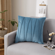 Load image into Gallery viewer, Throw Pillow Case | Dark & Light  Blue Plain Jacquard W Style Velvet Sofa Throw Pillow covers