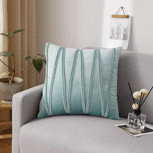 Load image into Gallery viewer, Throw Pillow Case | Dark & Light  Blue Plain Jacquard W Style Velvet Sofa Throw Pillow covers