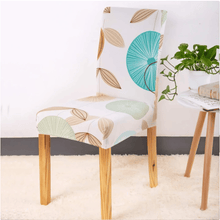 Load image into Gallery viewer, Dining Chair Slipcovers | Patterned Multi Coloured White & Blue Leaves Dinning Chair Cover