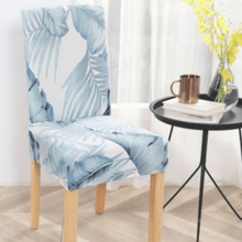 Load image into Gallery viewer, Dining Chair Slipcovers | Patterned Multi Coloured White & Blue Leaves Dinning Chair Cover