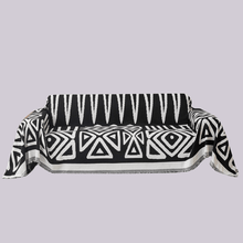 Load image into Gallery viewer, Sofa Throw | Black, Coffee, Grey, Orange | Echo Deco Throw, Geometry Triangle & Diamonds Patterned Multi coloured Chenille Fabric Sofa Cover