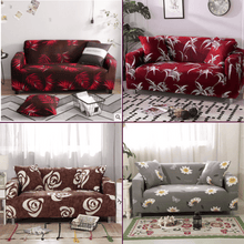 Load image into Gallery viewer, Standard Sofa Slipcovers | Universal Flower & Palm leaves Red, Brown, Grey Patterned Sofa Cover