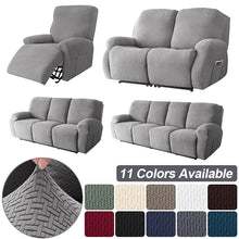 Load image into Gallery viewer, Recliner Sofa Slipcovers | 1, 2, 3, 4 Seater | Navy Blue | Jacquard Solid Coloured Universal Recliner Sofa cover