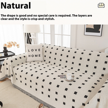 Load image into Gallery viewer, Sofa Throw  | Black &amp; White | Modern Grid Throw - Square Dotted Patterned Chenille Sofa Cover