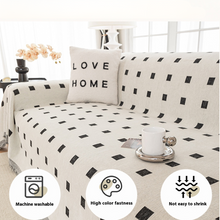 Load image into Gallery viewer, Sofa Throw  | Black &amp; White | Modern Grid Throw - Square Dotted Patterned Chenille Sofa Cover