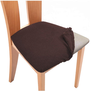 Chair Seat Cushion Slipcovers | Jacquard, Solid Coloured Chair Seat Cushion Covers