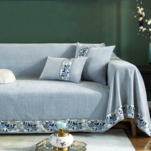 Load image into Gallery viewer, Sofa Throw | Flower print Lace| Solid coloured Chenille Fabric Sofa Cover