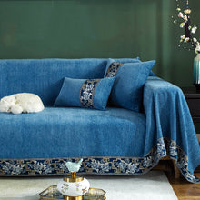 Load image into Gallery viewer, Sofa Throw | Flower print Lace| Solid coloured Chenille Fabric Sofa Cover