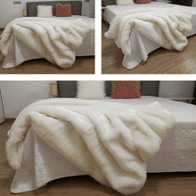 Load image into Gallery viewer, Throw Blanket | White Soft Faux Fur Patterned Thick Sofa Throw Blanket cover