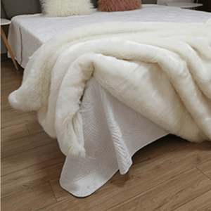 Throw Blanket | White Soft Faux Fur Patterned Thick Sofa Throw Blanket cover