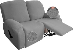 Recliner Sofa Slipcovers | 1, 2, 3, 4 Seater | Grey | Jacquard Solid Coloured Universal Recliner Sofa cover