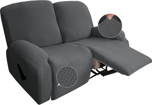 Recliner Sofa Slipcovers | 1, 2, 3, 4 Seater | Dark Grey | Jacquard Solid Coloured Universal Recliner Sofa cover