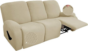 Recliner Sofa Slipcovers | 1, 2, 3, 4 Seater | Beige | Jacquard Solid Coloured Universal Recliner Sofa cover