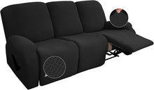 Load image into Gallery viewer, Recliner Sofa Slipcovers | 1, 2, 3, 4 Seater | Black | Jacquard Solid Coloured Universal Recliner Sofa cover