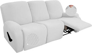 Recliner Sofa Slipcovers | 1, 2, 3, 4 Seater | White | Jacquard Solid Coloured Universal Recliner Sofa cover