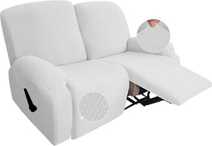 Recliner Sofa Slipcovers | 1, 2, 3, 4 Seater | White | Jacquard Solid Coloured Universal Recliner Sofa cover