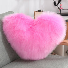 Load image into Gallery viewer, Throw Pillow Cover | Single Colour Fluffy Heart Shaped Plush Pillowcase