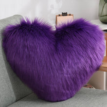 Load image into Gallery viewer, Throw Pillow Cover | Single Colour Fluffy Heart Shaped Plush Pillowcase