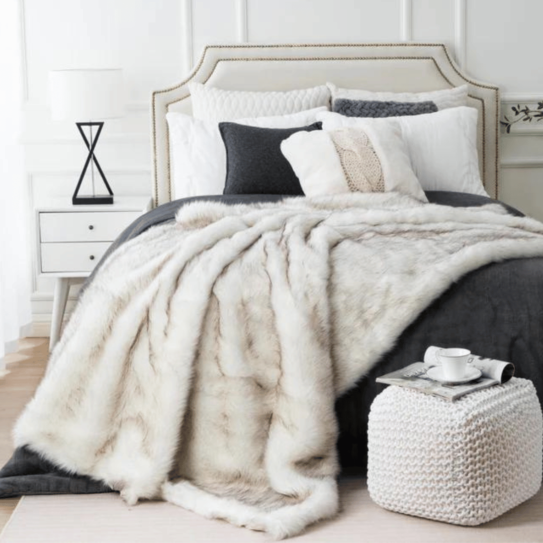 Throw - White Faux Fur Thick Throw