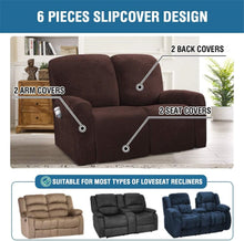 Load image into Gallery viewer, Recliner Sofa Slipcovers | 2 &amp; 3 Seater | Brown | Stretch Velvet Solid Coloured Recliner Sofa Cover