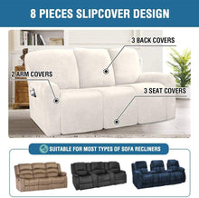 Load image into Gallery viewer, Recliner Sofa Slipcovers | 2 &amp; 3 Seater | White | Stretch Velvet Solid Coloured Recliner Sofa Cover