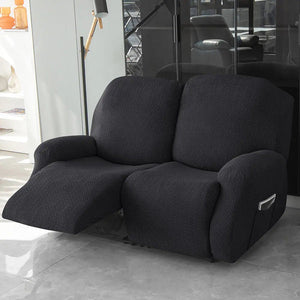 Recliner Sofa Slipcovers | 1, 2, 3, 4 Seater | Black | Jacquard Solid Coloured Universal Recliner Sofa cover