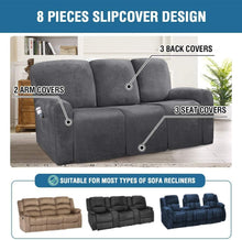 Load image into Gallery viewer, Recliner Sofa Slipcovers | 2 &amp; 3 Seater | Grey | Stretch Velvet Solid Coloured Recliner Sofa Cover