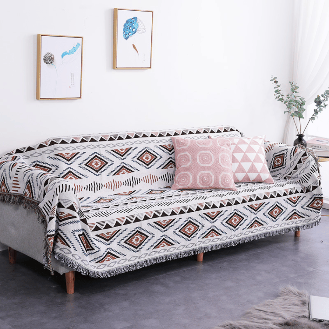 sofa Throw Cover - Nordic Patterned Multi coloured Throw