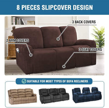 Load image into Gallery viewer, Recliner Sofa Slipcovers | 2 &amp; 3 Seater | Brown | Stretch Velvet Solid Coloured Recliner Sofa Cover