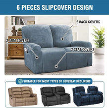 Load image into Gallery viewer, Recliner Sofa Slipcovers | 2 &amp; 3 Seater | Stone Blue | Stretch Velvet Solid Coloured Recliner Sofa Cover