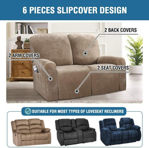 Recliner Sofa Slipcovers | 2 & 3 Seater | Taupe| Stretch Velvet Solid Coloured Recliner Sofa Cover