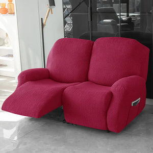 Recliner Sofa Slipcovers | 1, 2, 3, 4 Seater | Wine Red | Jacquard Solid Coloured Universal Recliner Sofa cover