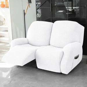 Recliner Sofa Slipcovers | 1, 2, 3, 4 Seater | White | Jacquard Solid Coloured Universal Recliner Sofa cover