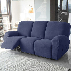 Recliner Sofa Slipcovers | 1, 2, 3, 4 Seater | Navy Blue | Jacquard Solid Coloured Universal Recliner Sofa cover