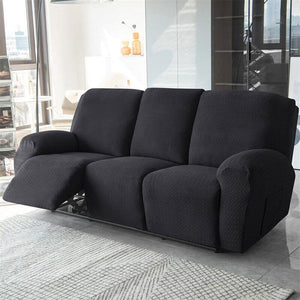 Recliner Sofa Slipcovers | 1, 2, 3, 4 Seater | Black | Jacquard Solid Coloured Universal Recliner Sofa cover