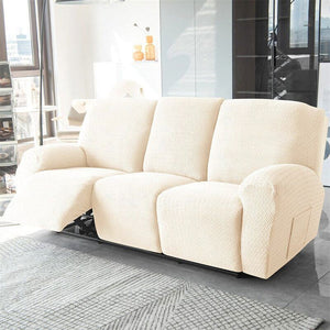 Recliner Sofa Slipcovers | 1, 2, 3, 4 Seater | Beige | Jacquard Solid Coloured Universal Recliner Sofa cover