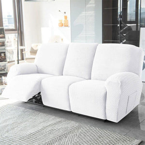 Recliner Sofa Slipcovers | 1, 2, 3, 4 Seater | White | Jacquard Solid Coloured Universal Recliner Sofa cover