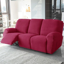 Load image into Gallery viewer, Recliner Sofa Slipcovers | 1, 2, 3, 4 Seater | Wine Red | Jacquard Solid Coloured Universal Recliner Sofa cover